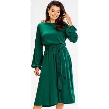Dámské oblečení Volné šaty s rozšířeným spodkem a dlouhými rukávy A602 Barva: Zelená, Velikost: XL
