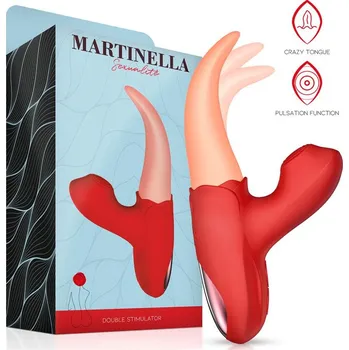 Vibrátor Martinella Stimulator Crazy Tongue and Pulsation Red