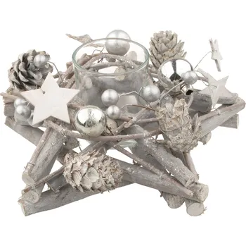 Svícen Anděl Přerov Svícen z větviček hvězda se skleněným kelímkem 17 cm