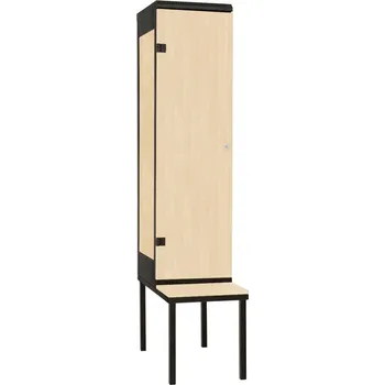 Šatní skříň TRITON šatní skříň 1-dveřová s lavicí, kov-lamino T2195, černá - bříza + doprava zdarma