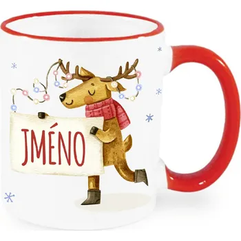 Vánoční hrnek - Sob se jménem na přání dámský Barva: Červená