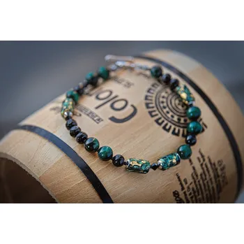 Náramek Lampglas Pánský náramek Eye of the Tiger s 24karátovým zlatem v perlách Lampglas a tygřím okem délka: L1-22cm