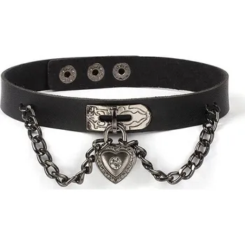 BDSM obojek Kožený obojek se srdíčkem NOIR
