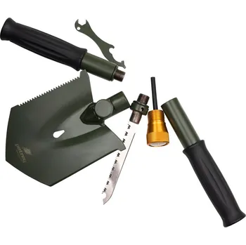 Polní lopatka Petreq Multifunkční skládací lopatka SURVIVAL II 7v1 - olivová