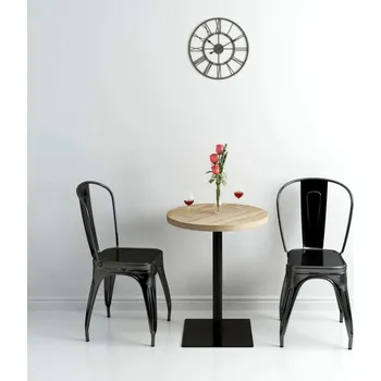 Jídelní stůl vidaXL Bistro stůl MDF a ocel kulatý 60 x 75 cm [245609] Barva: dub