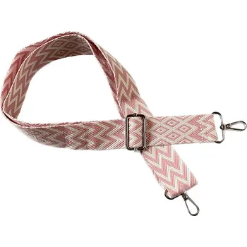 Kabelka Piazza Italia Popruh na kabelku / ledvinku - sv. růžovo-bílý se stříbrným kováním