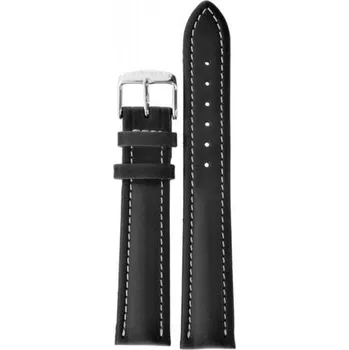 Řemínek na hodinky Kožený řemínek Junkers XL 22mm černý/bílé prošití - 22 mm + 5 let záruka a dárek ZDARMA