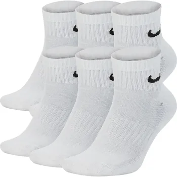 Pánské ponožky Kotníkové bavlněné ponožky Nike EVERYDAY CUSHIONED QUARTER (6 PAIRS) bílé SX7669-100 - L | UK 6 | US 6,5Y