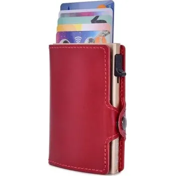 Módní doplněk FC SAFE kožená peněženka pro ochranu platebních karet bordeaux gold