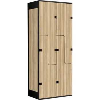 TRITON šatní skříň se 4 boxy a dveřmi ve tvaru Z, kov-lamino T1970, černá - jasan Blonde Surfside + doprava zdarma