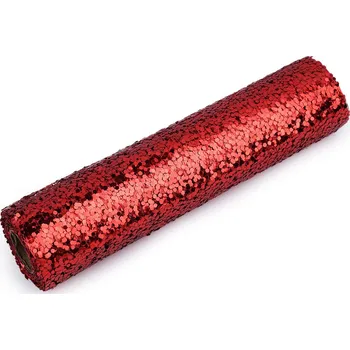 Krajka Pavučinka / štola / běhoun dekorační s glitry šíře 24 cm, barva 4 červená