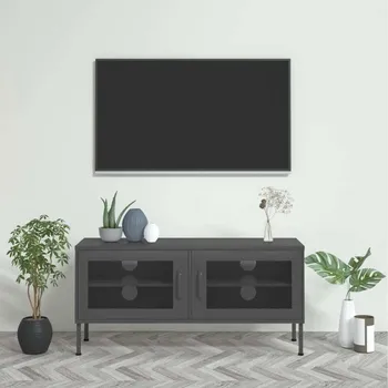 Televizní stolek vidaXL TV skříňka 105 x 35 x 50 cm ocel [336238] Barva: antracitová
