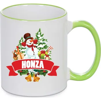 Vánoční hrnek - Vánoční sněhulák se jménem Honza Barva: Zelená