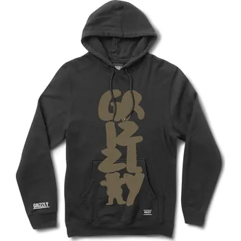 Pánská mikina GRIZZLY mikina - Brushwork Pullover Hoodie Blk (BLK) velikost: M