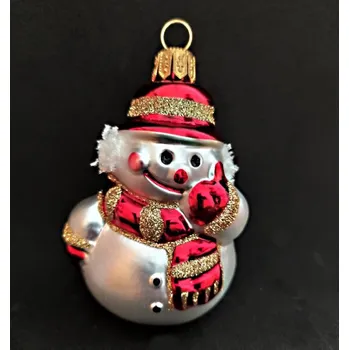 Vánoční dekorace ČR vánoční ozdoby Sněhulák s walkmanem 8 x 6 cm mix barev 3 ks