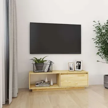 Televizní stolek vidaXL TV stolek 110 x 30 x 33,5 cm masivní borové dřevo [809888] Barva: Přírodní