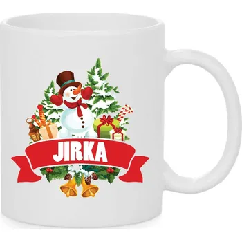 Vánoční hrnek - Vánoční sněhulák se jménem Jirka Barva: Bílá