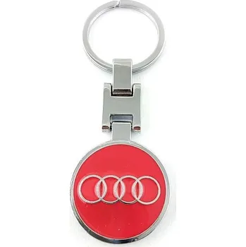 Přívěšek na klíče AUDI červený kovový, včetně kroužku na klíče