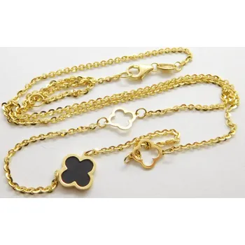 Řetízek Klenoty Budín Dámský zlatý náhrdelník se čtyřlístkami 585/2,78gr 42+3cm HK4031 (Klenoty Budín Dámský zlatý náhrdelník se čtyřlístkami 585/2,78gr 42+3cm HK4031)