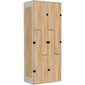 TRITON šatní skříň se 4 boxy a dveřmi ve tvaru Z, kov-lamino T1970, šedá - dub Nagano + doprava zdarma