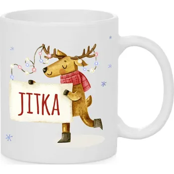 Vánoční hrnek - Sob se jménem Jitka Barva: Bílá