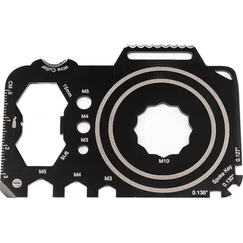 Caruba multitool card camera (všestranný kovový nástroj do peněženky nebo na klíče každého fotografa)