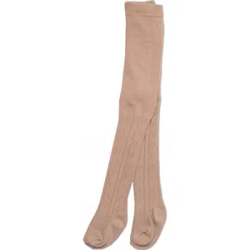 Baby Nellys Dětské punčocháče bavlněné s žakárovým vzorem, pískové Vel. 92-98