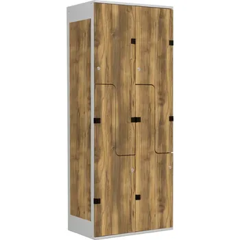 TRITON šatní skříň se 4 boxy a dveřmi ve tvaru Z, kov-lamino T1970, šedá - dub Baroque Amber + doprava zdarma