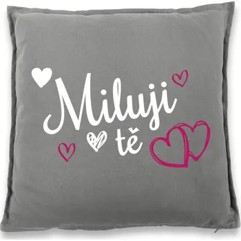 Dekorativní polštářek Polštářek pro zamilované Miluji tě, Barva Šedá, Velikost 40×40 cm, Canvas Bavlněný polštář Bezvatriko.cz 0780