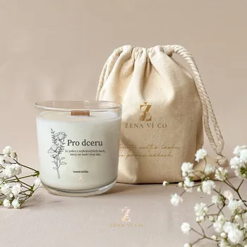 Svíčka Vonná svíčka s věnováním dceru_XXX Vůně svíčky: Jasmín & Velvet, Potisk na obalu: Žena ví co