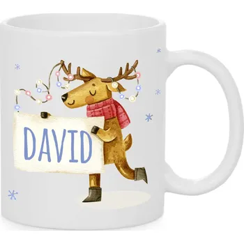 Vánoční hrnek - Sob se jménem David Barva: Bílá