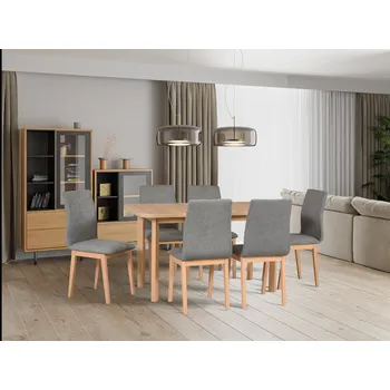 Jídelní set Jídelní set 6+1 Luna Vyberte Tkaninu:: Tkanina 21, Vyberte Moření:: Deska dub wotan, ostatní bílé