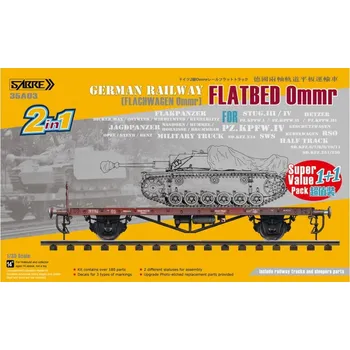 Plastikový model Sabre model 1/35 German Railway FLATBED Ommr (1+1) - Super Value Pack