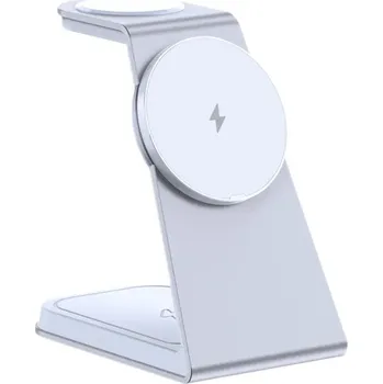 Hliníková Qi magsafe bezdrátová nabíjecí stanice 3v1 20W Barva: Bílá