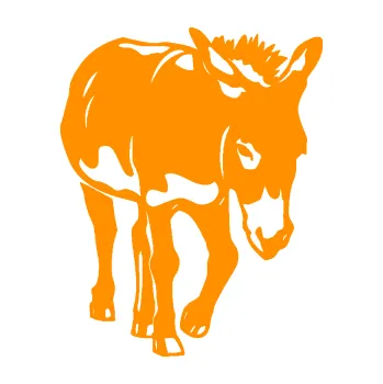 Samolepící dekorace SAMOLEPKA Osel 009 pravá (06 - oranžová) NA AUTO, NÁLEPKA, FÓLIE, POLEP, TUNING, VLASTNÍ TEXT, TISK, AUTOSAMOLEPKY.cz, POLEPY, OBRÁZEK, LOGO, SAMOLEPKY