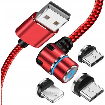 Datový kabel Nabíjecí datový nylonový magnetický kabel 3A zařízení IPHONE / MICRO USB / TYP-C (ORIGINÁLNÍ dlouhý nabíjecí a datový nylonový kabel pro zařízení A PŘENOS DAT: IPHONE / MICRO USB / TYP-C UNIVERZÁLNÍ - S 3 RŮZNÝMI TIPY (konce): LIGHTNING, MICRO-USB a USB-C