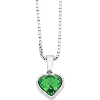 Náhrdelník Ewena Řetízek s přívěskem srdíčka barva zelená FJ754 + dárkové balení