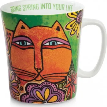 Egan Italy Egan - Porcelánový hrnek Laurel Burch Fantastické kočky, zelený podklad - 430 ml