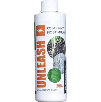 Hnojivo Aquabella Organics Unleash 250 ml, rostlinný biostimulant (Unleash Organics Root Inoculant 250 ml je mikrobiální kořenový inokulant a biostimulant.)