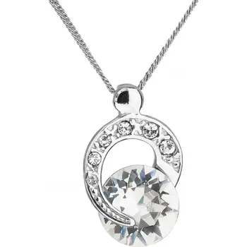 Náhrdelník Stříbrný náhrdelník s krystaly Preciosa bílý kulatý 32048.1 crystal