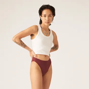 Menstruační kalhotky Menstruační kalhotky Modibodi Seamfree Hi-Leg Cheeky Moderate-Heavy Merlot Red (MODI4079MR) XXL