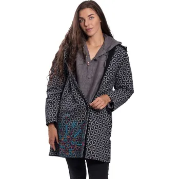Dámský kabát Dámský kabát černý se vzorem Velikost: XL