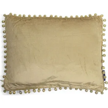 Dekorativní polštářek Zlatý sametový polštář s bambulkami Pomm - 35*45*10cm