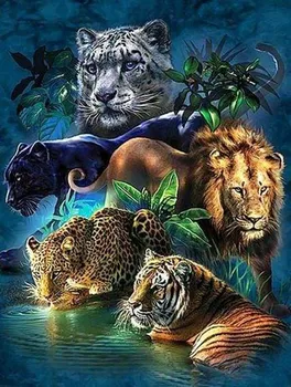 Diamantové malování Figured'Art Zvířata džungle 40 x 50 cm s rámem