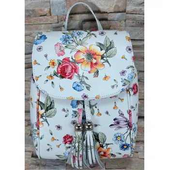 Městský batoh Vere Pelle Dámský kožený batoh LEO VERA PELLE kytičkovaný Barva: Kytičková