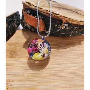 Náhrdelník VitaliaArt | Náhrdelník z pravých květů střední pomněnka, vřesovec, glixie - Vitalia Art 0001627