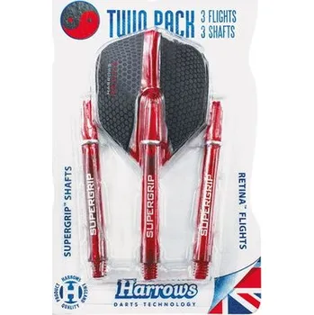 Příslušenství pro šipky Násadky a letky Harrows Twin Pack red a medium