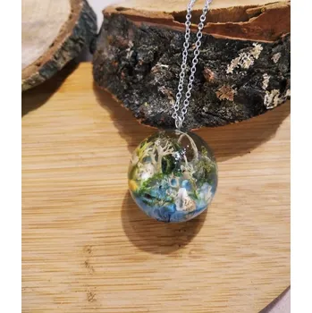 Náhrdelník VitaliaArt | Náhrdelník z pravých květů velký Lišejník, mušle, mech - Vitalia Art 0001585