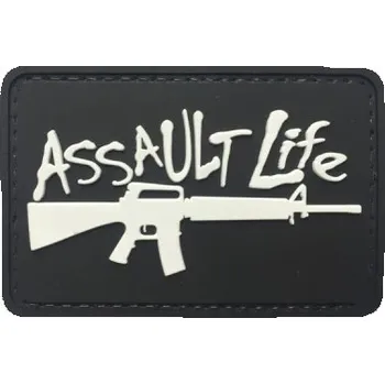 Nášivka PVC nášivka Assault Life, Černá