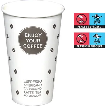 Jednorázové nádobí Kelímek papírový 400/450ml 16oz 90mm ENJOY COFFEE - EU logo - 1000 ks